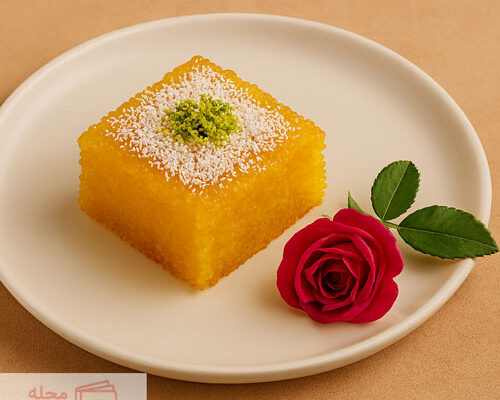 طرز تهیه کیک باقلوایی با شربت زعفرانی