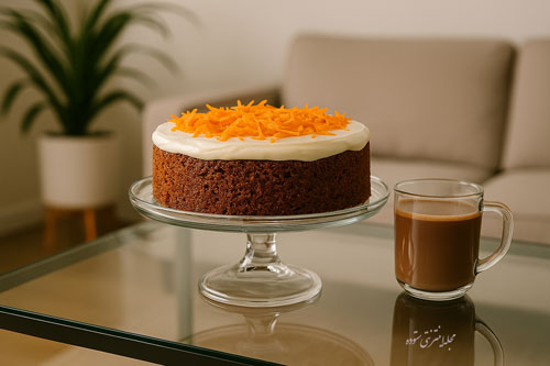 کیک هویج و گردو کافی شاپی