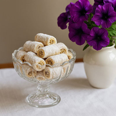 طرز تهیه شیرینی ساق عروس خانگی ترد و مجلسی با مغز گردو و پودر نارگیل