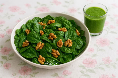 سالاد اسفناج و گردو