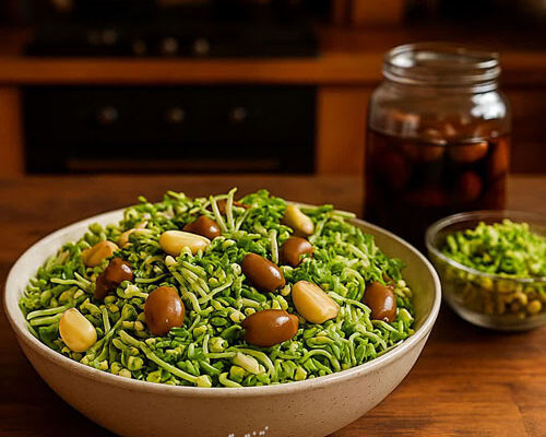سالاد سیر ترشی و جوانه ماش