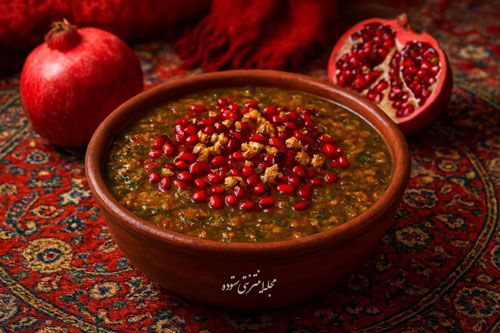 طرز تهیه آش انار مجلسی ترش و خوش‌رنگ مخصوص شب یلدا