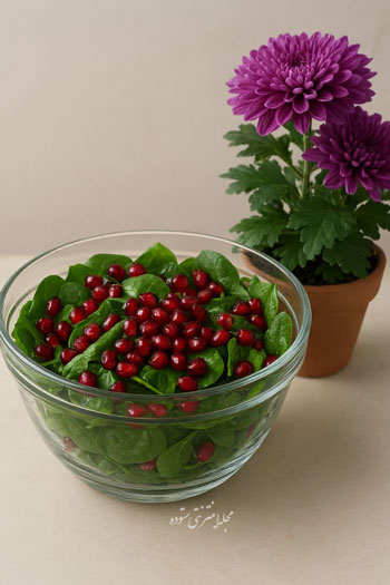 سالاد اسفناج و انار